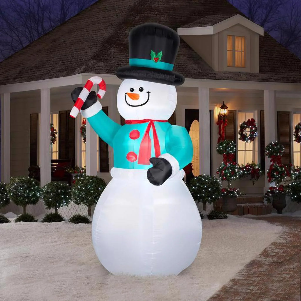 LED Candycane Snowman ft. 12 Inflatable Gemmy with