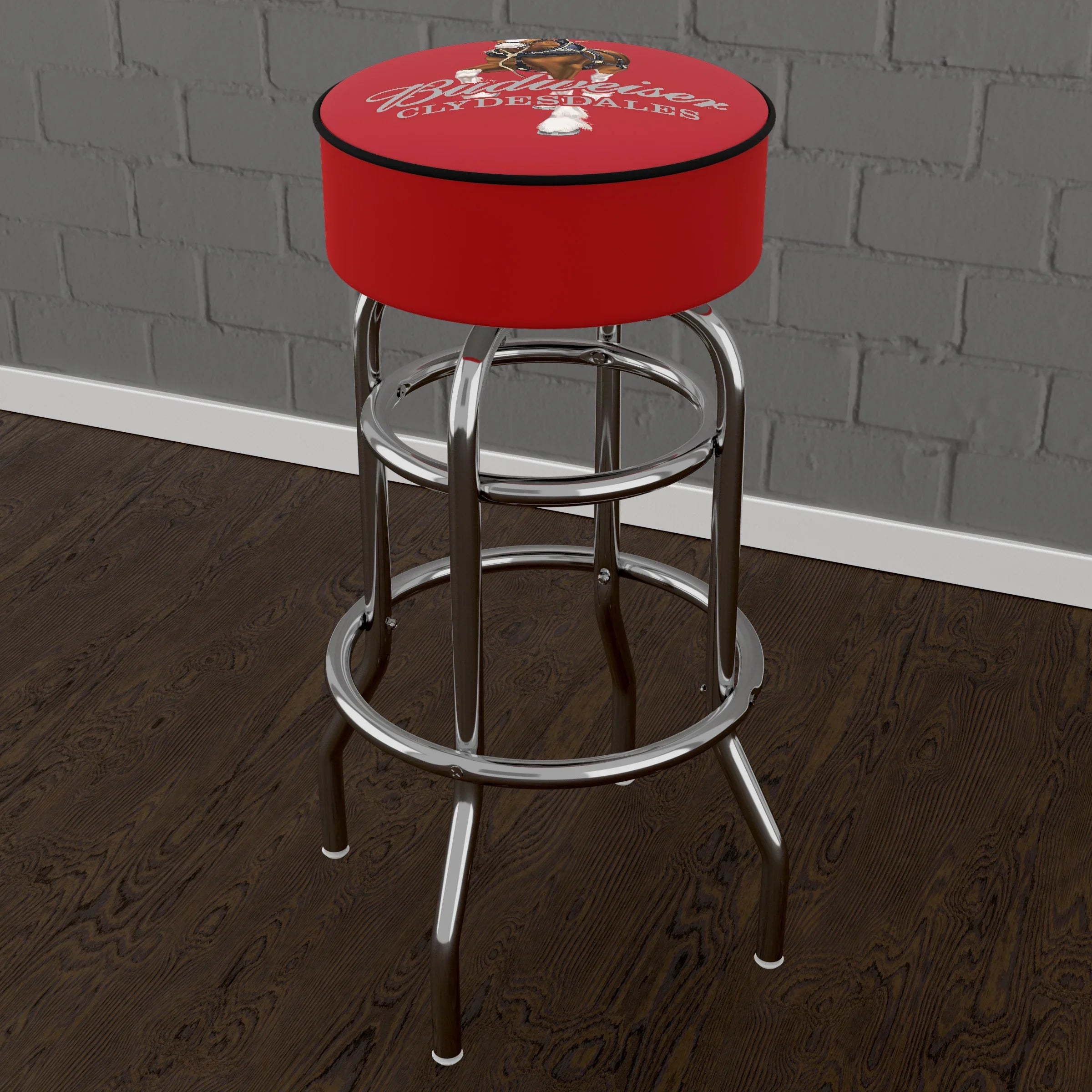Stool Clydesdale - Red Budweiser Swivel Padded Bar
