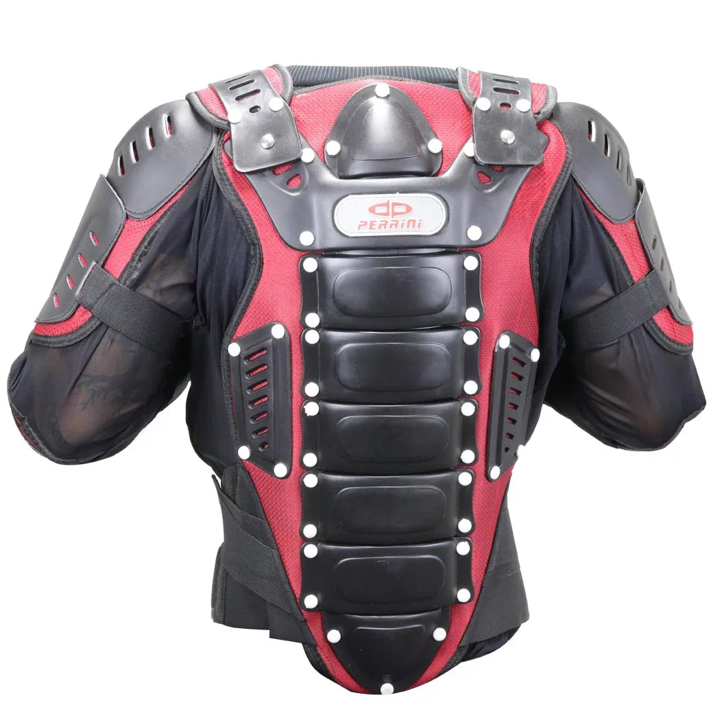 Motorcycle Body Armor & Medium CE - Approved Jacket Black Red Perrini Full