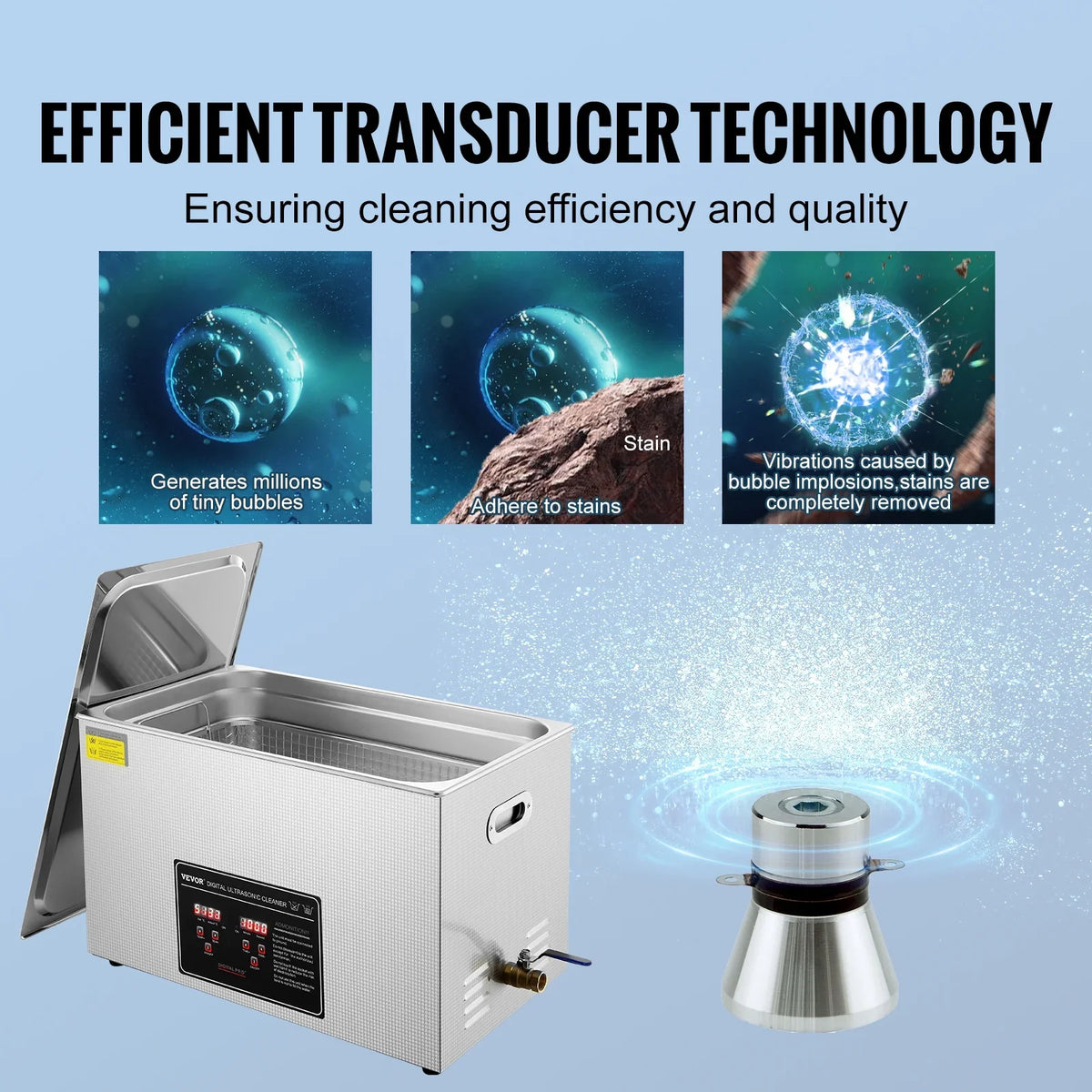 for Watch 30L Timer 752W Ultrasonic Instruments Glass Certified Professional Jewelry FCC Coin 304 Industrial Grade Cleaner Digital BENTISM Heating Sonic CE with Large RoHS Cleaner Cleaner Ring