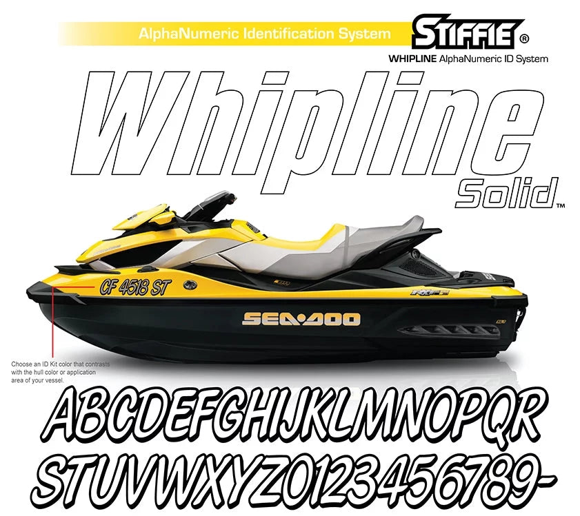 Registration & Numbers Stickers Decals White/Navy Whipline Alpha-Numeric Identification Personal STIFFIE Boats Watercraft Solid 3" for