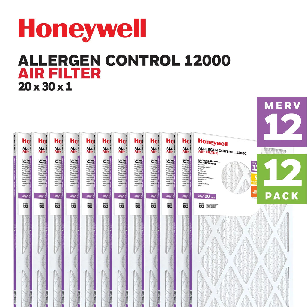 20x30x1 Furnace Air Pleated MERV HVAC Filter Pack 12 Honeywell -12