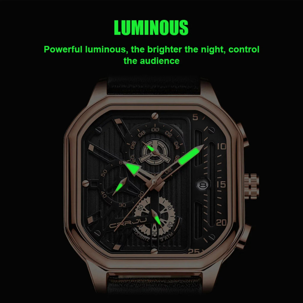 Leather Men's Date Quartz Business Chronograph Waterproof Watch Luminous Luxury