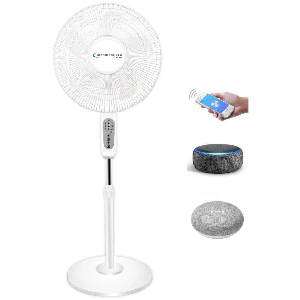 Compatibe with Pro Enabled Oscillating Home Voice Technical Alexa/Google Amazon with 16" Feature, Fan WIFI Standing