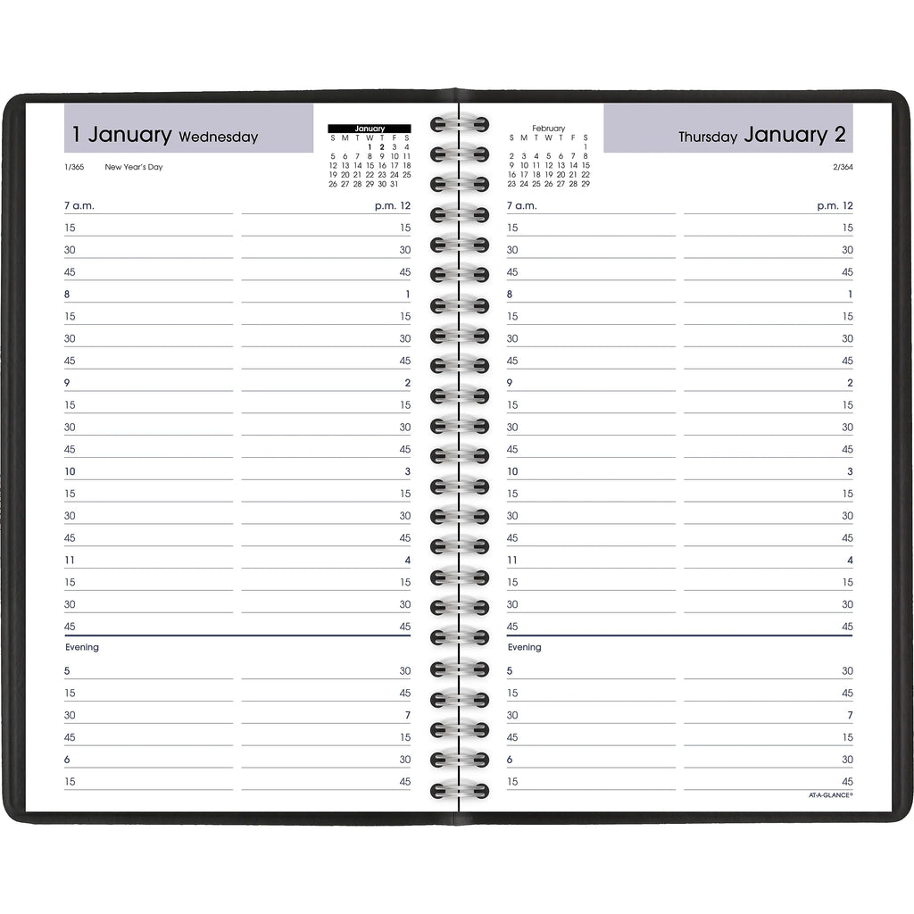 AT-A-GLANCE® To Book/Planner, x December 2020, January 5-1/2" G10000 Appointment Daily 8-1/2", Black, DayMinder®