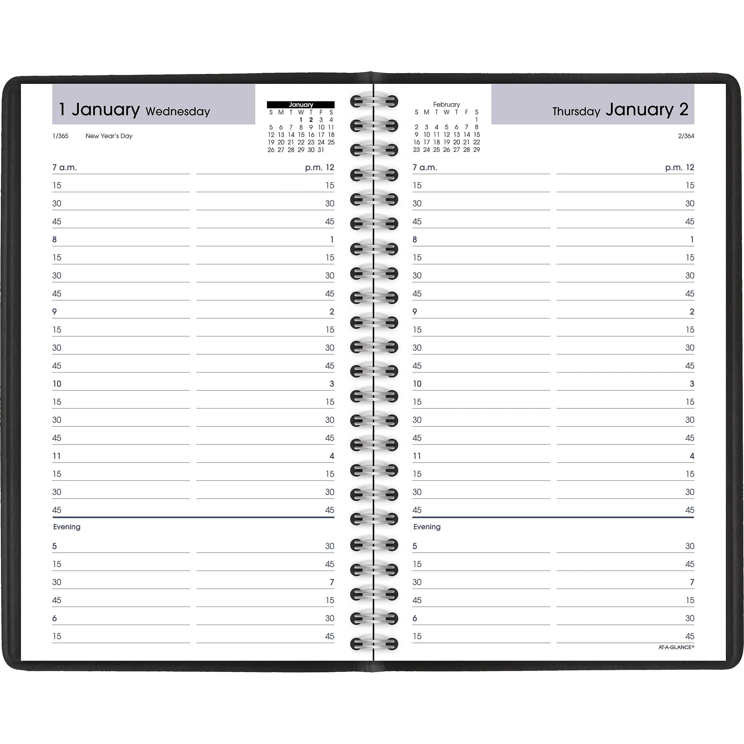 AT-A-GLANCE® To Book/Planner, x December 2020, January 5-1/2" G10000 Appointment Daily 8-1/2", Black, DayMinder®
