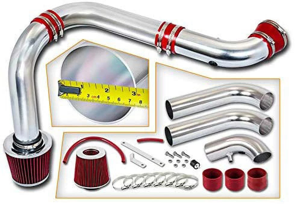 1500 Combo (3piece) + Air Cold Compatible Kit 3.7L/4.7L For Rtunes 02-08 Racing Filter Intake Dodge RED Ram
