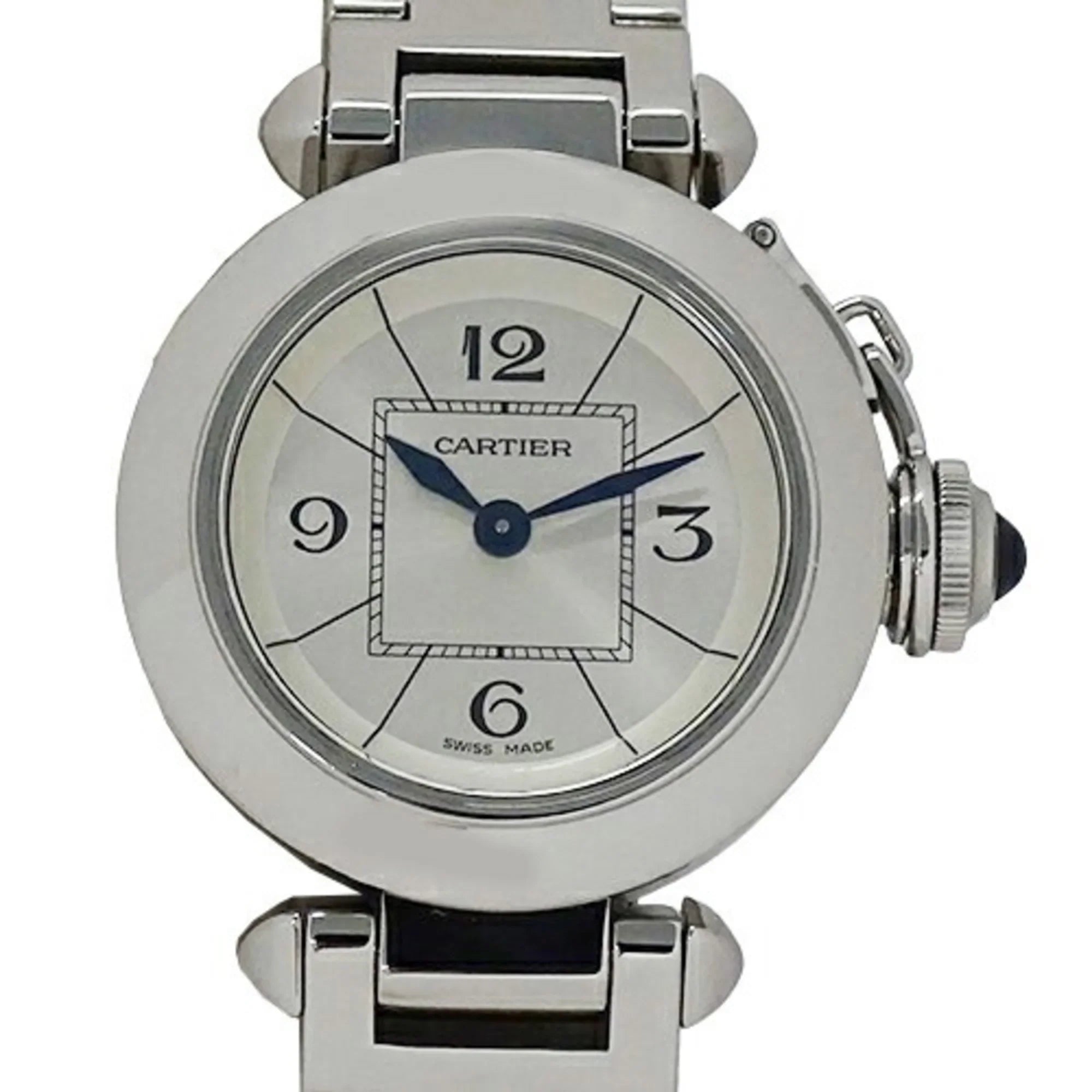 Steel, Quartz, Cartier Watch, Polished (Good) Pre-Owned W3140007, Pasha Miss Stainless Silver, Ladies SS,