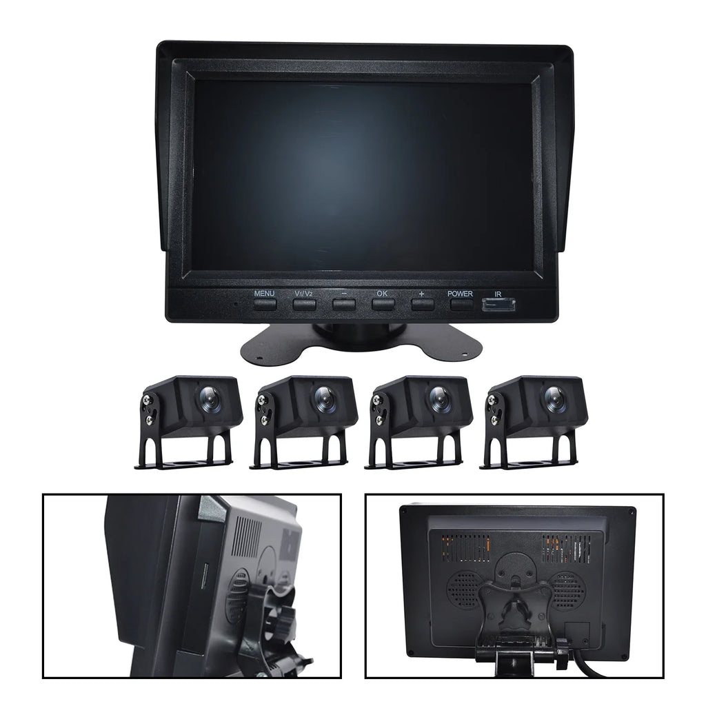 View Recorder Driving for RV Video Backup Camera Truck Monitor Bus+4 Rear DVR 7"
