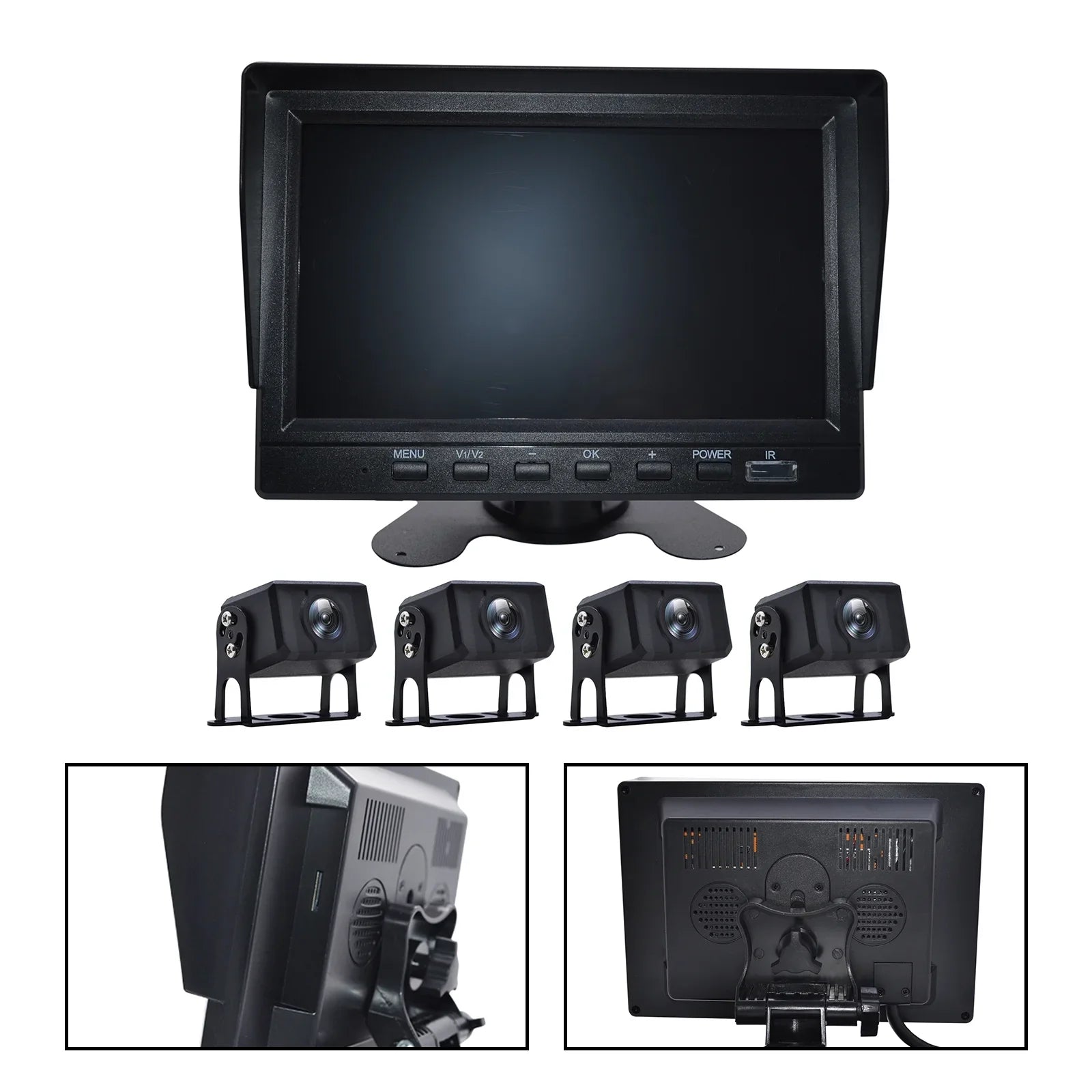 View Recorder Driving for RV Video Backup Camera Truck Monitor Bus+4 Rear DVR 7"