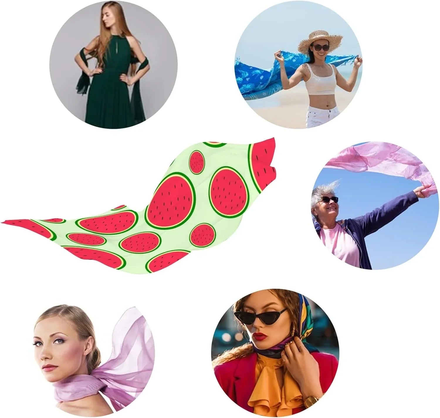 With Scarves Seeds Silk Women Wrap Neck for Scarf Long Watermelon Hyjoy Girls Shawl Lightweight