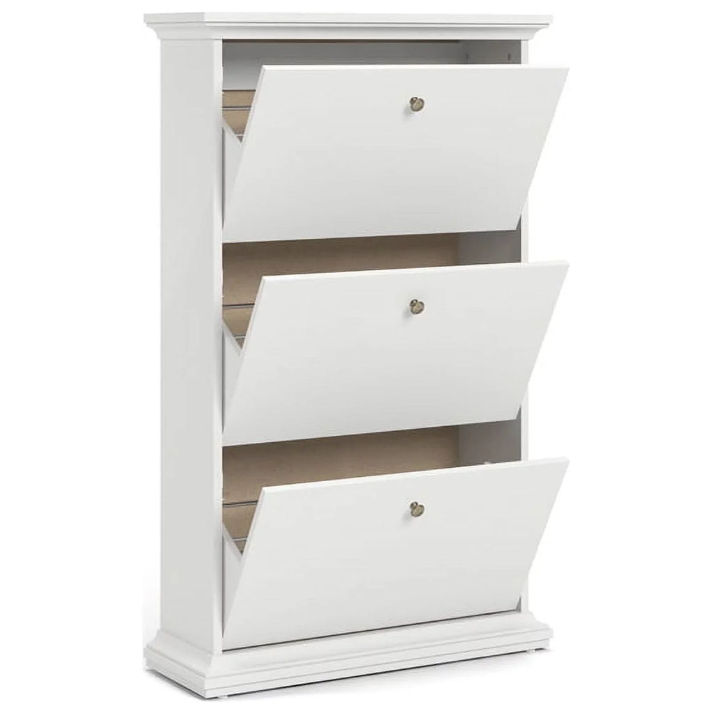 Cabinet Contemporary Allora Wood in Shoe White Drawer 3