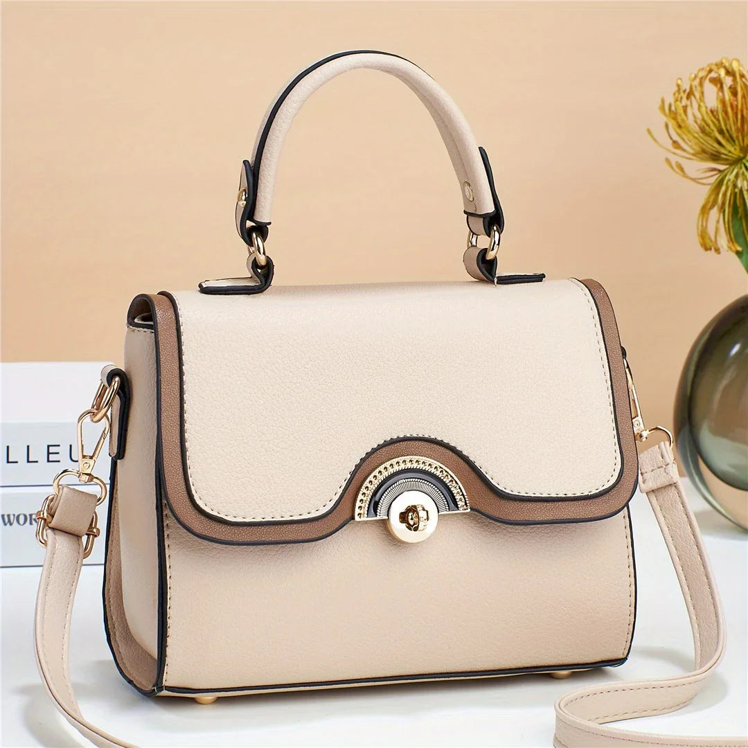 Crossbody Women's Junior Purses Square Handbags, Bag, Ontrast Turn Lock Trendy Color Flap