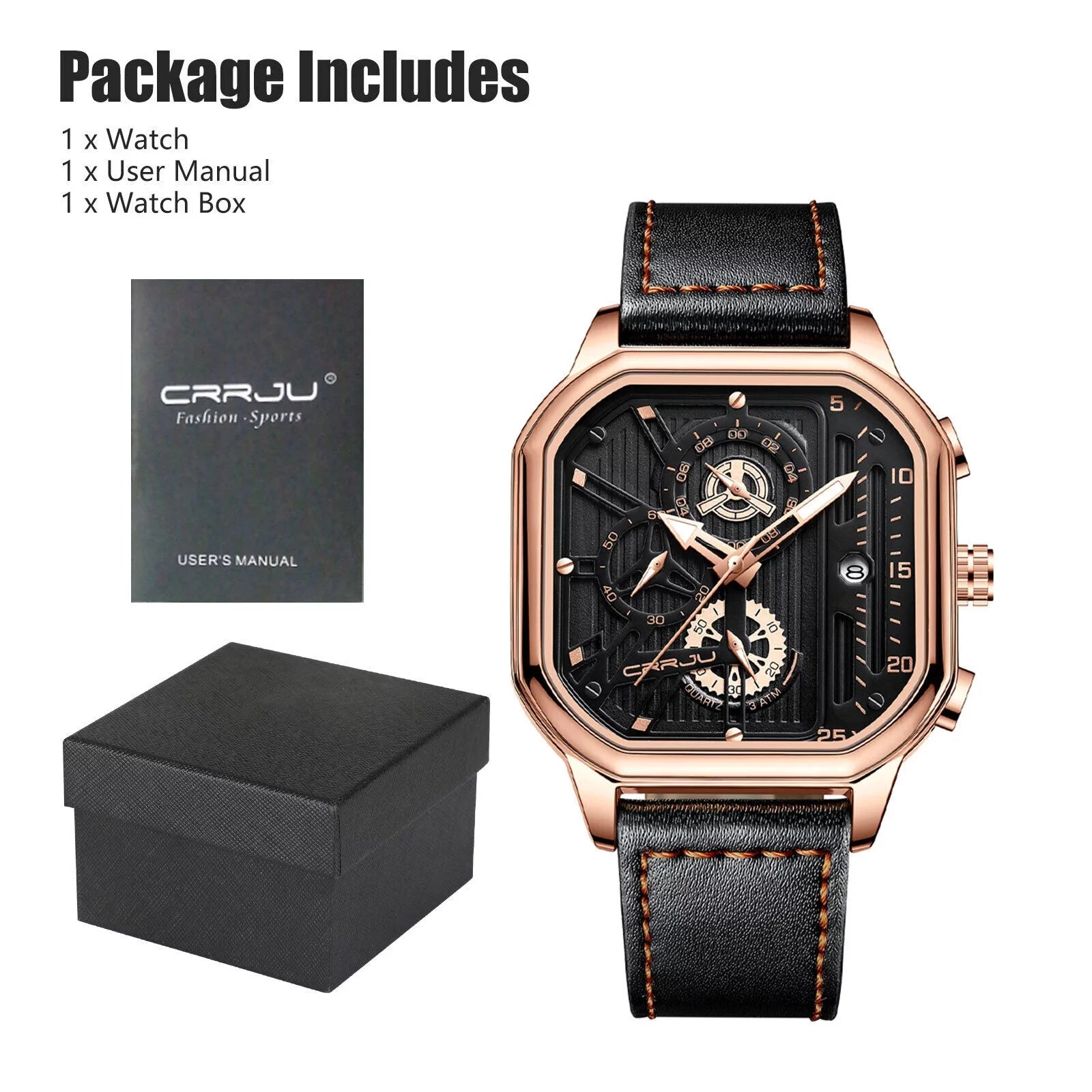 Leather Men's Date Quartz Business Chronograph Waterproof Watch Luminous Luxury
