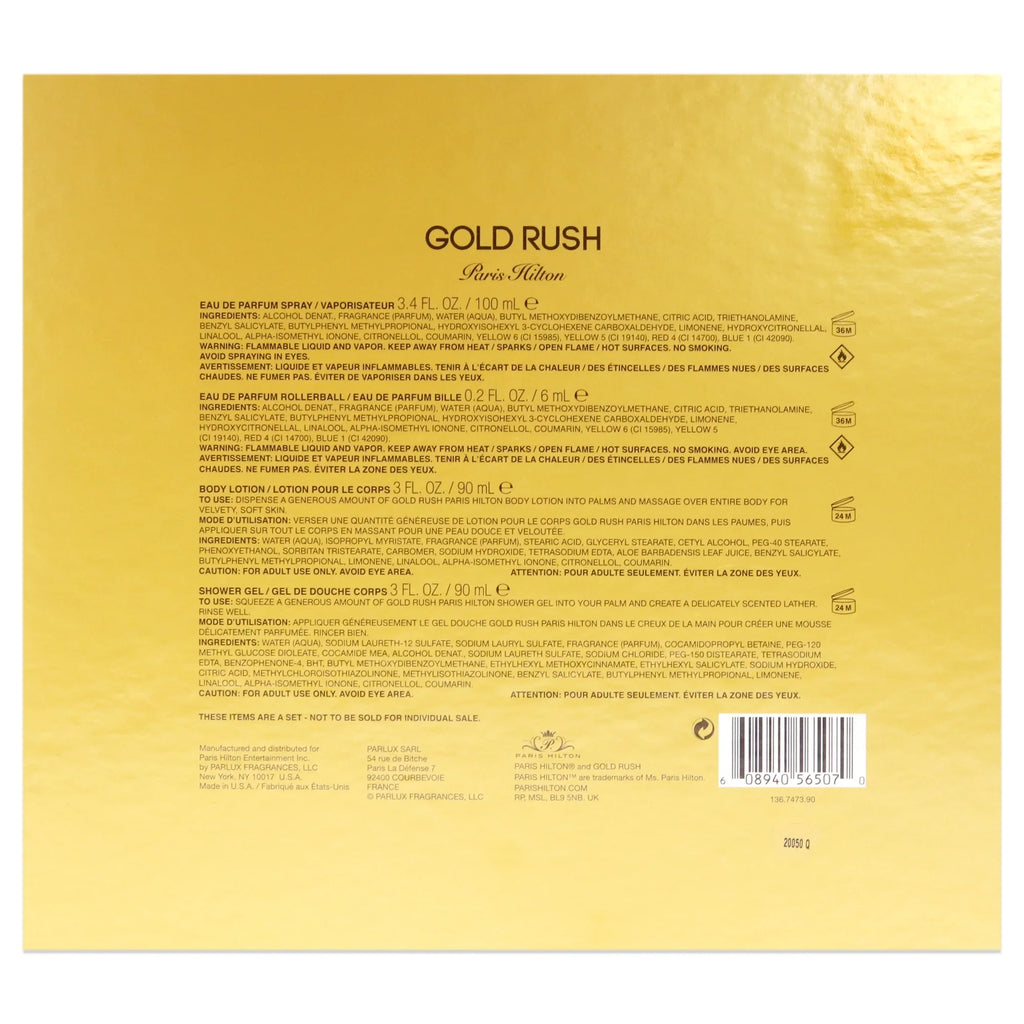Women, 4 Gift for Rush Gold Pieces Perfume Paris Set Hilton