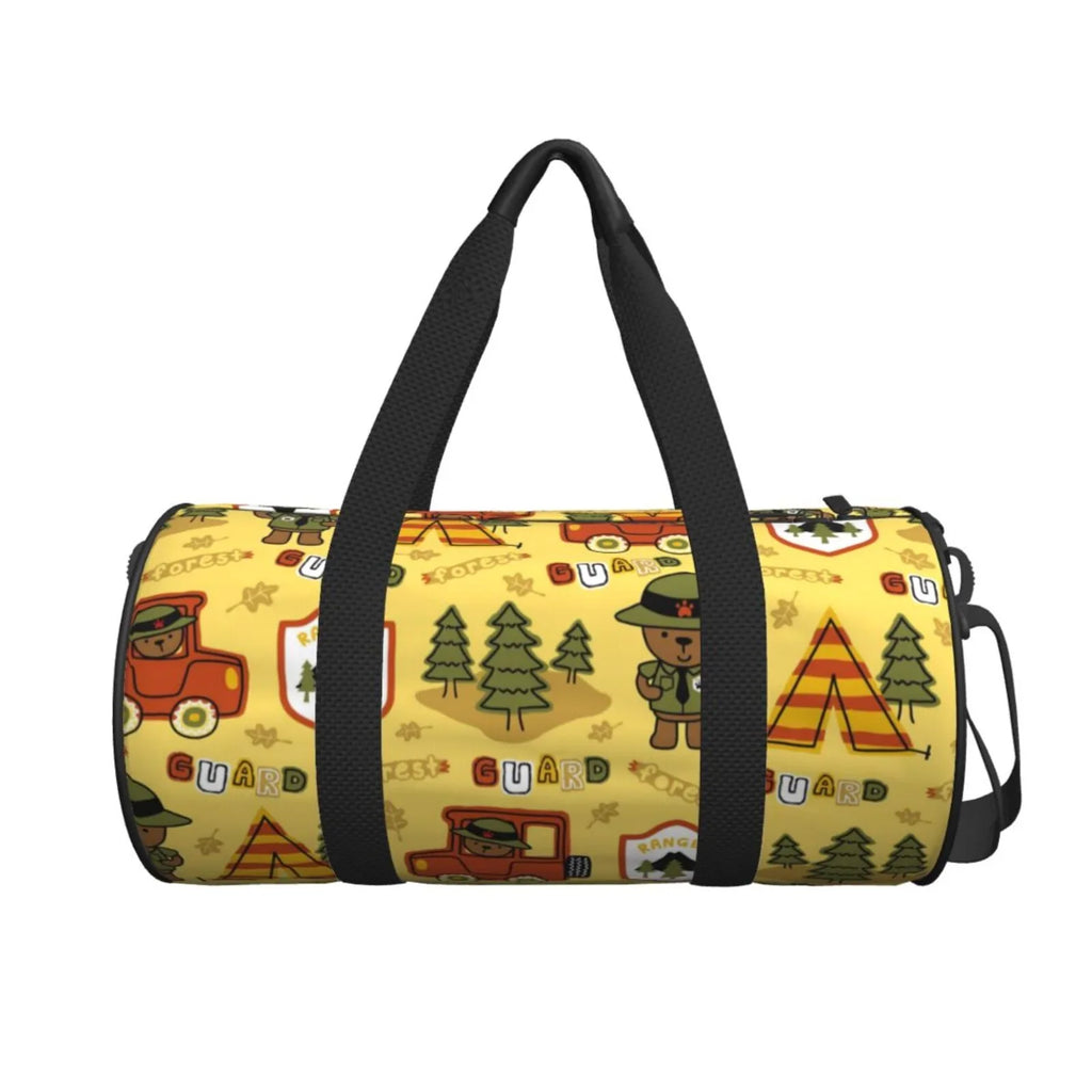 Travel Bag Sports Waterproof Compartment with Large Coaee Bag Forest Capacity and Gym Bag Luggage Cylinder Pocket Guard