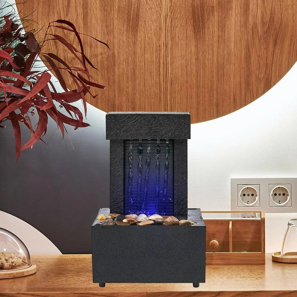 Battery Waterfall USB/AA Room, for Desktop LED Sound Relaxation, Decoration Water Light Fountain Indoor Water Office Living