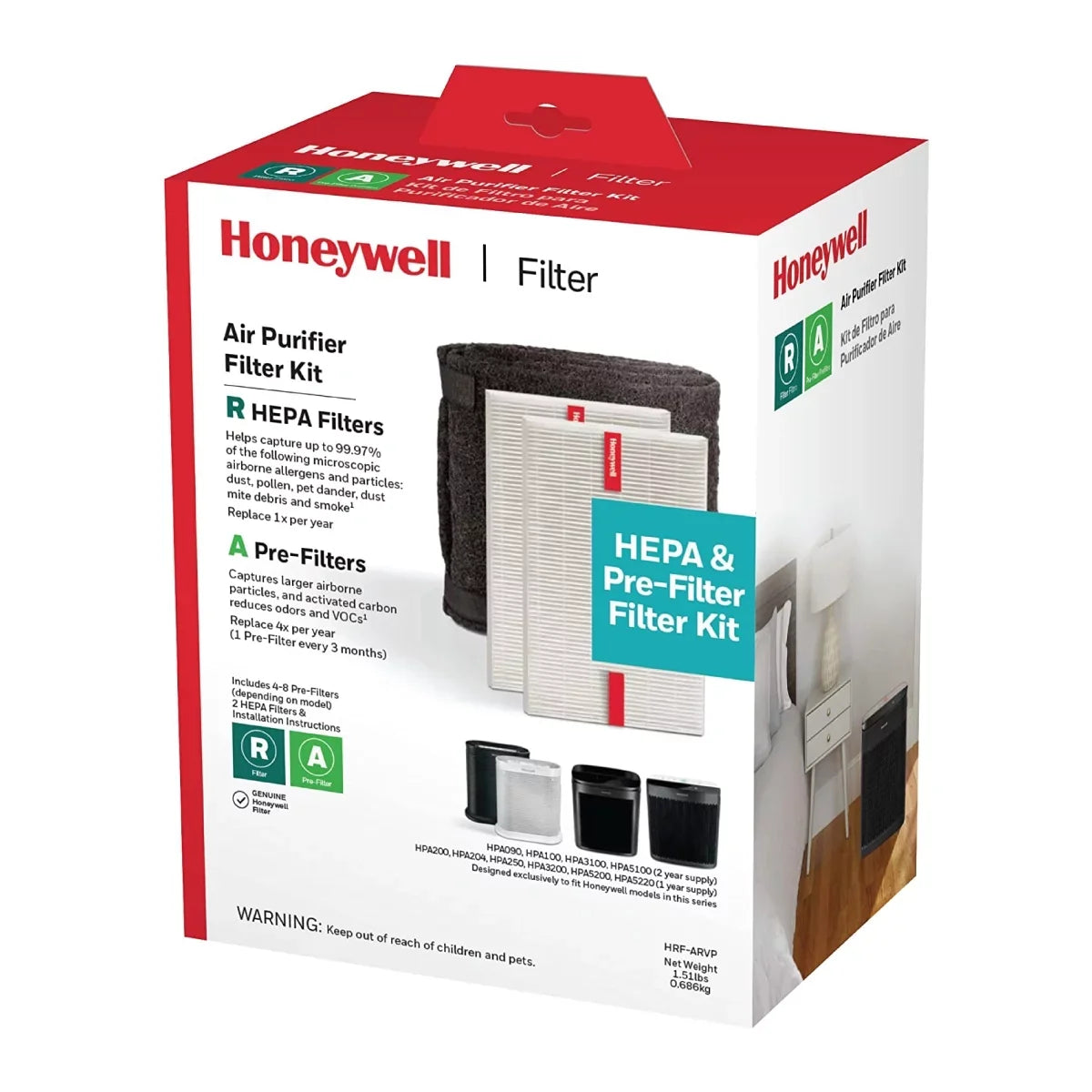 HRF-ARVP100 Pack, and R Value Pre-Filter A Filter Honeywell