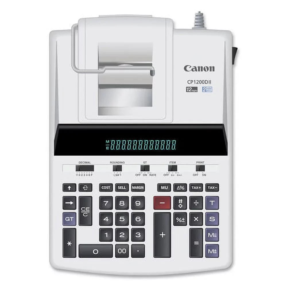 12-Digit 4.3L/Sec Calculator, CP1200DII Desktop Print, BK/RD Commercial Canon Printing