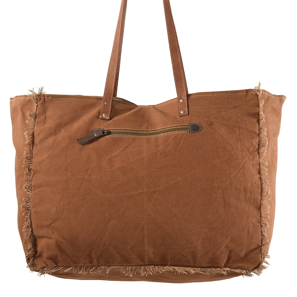 OHLAY Genuine KB Upcycled Wool women bag KB228 Leather western Embossed handbag TOTE Canvas Upcycled purse