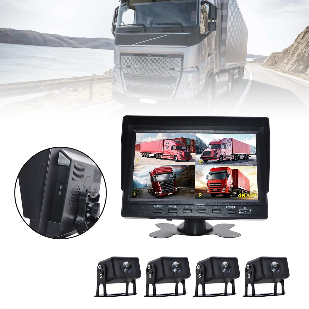 View Recorder Driving for RV Video Backup Camera Truck Monitor Bus+4 Rear DVR 7"