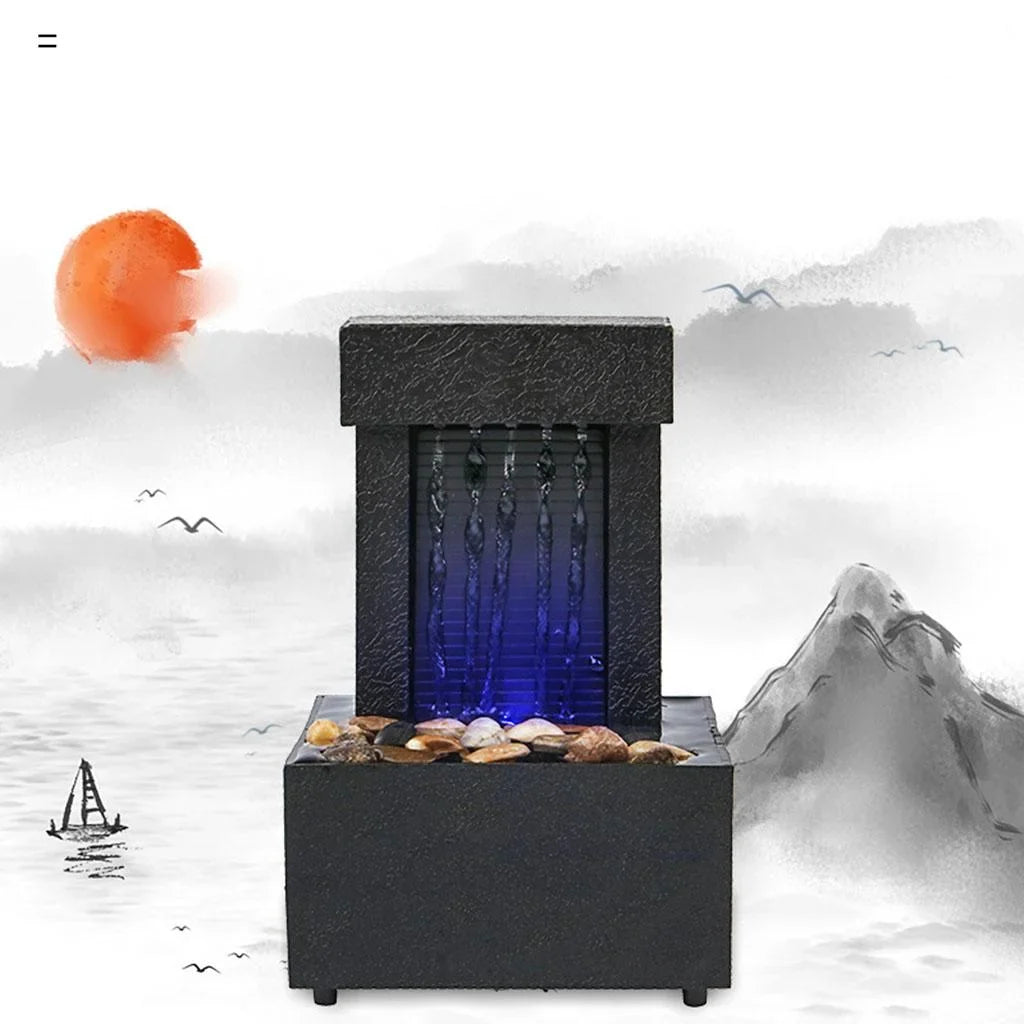 Battery Waterfall USB/AA Room, for Desktop LED Sound Relaxation, Decoration Water Light Fountain Indoor Water Office Living