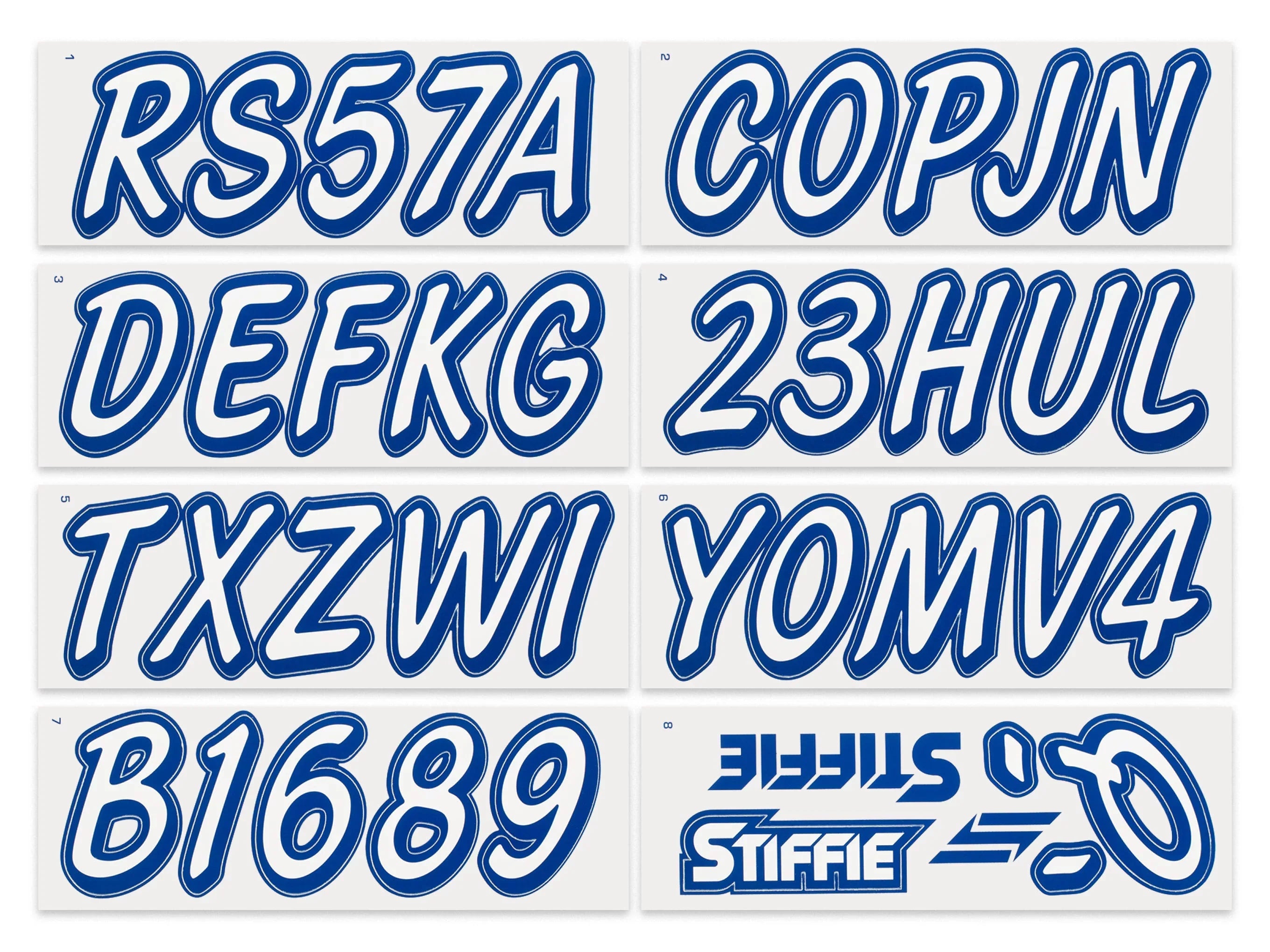 Registration & Numbers Stickers Decals White/Navy Whipline Alpha-Numeric Identification Personal STIFFIE Boats Watercraft Solid 3" for