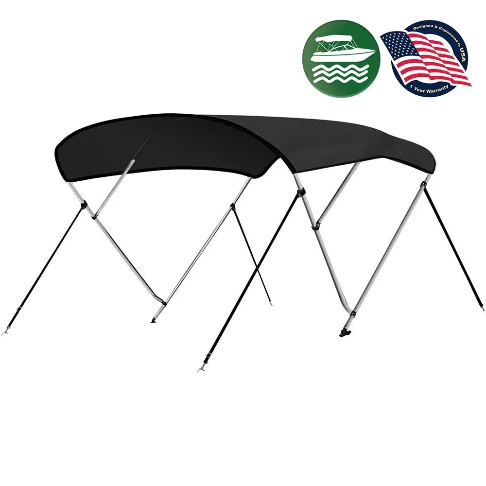 Bimini Top Inch 3 Double Gray SereneLife with Boat Bow Walled 67-72 Frame, Cover