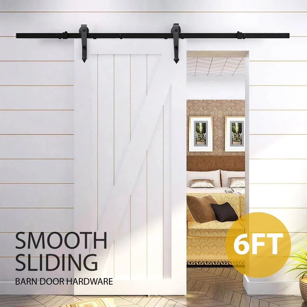 Single-door Ft Hardware Barn Door 6 Sliding Hanging Steel Arrow Kit Design Easyfashion Black Track