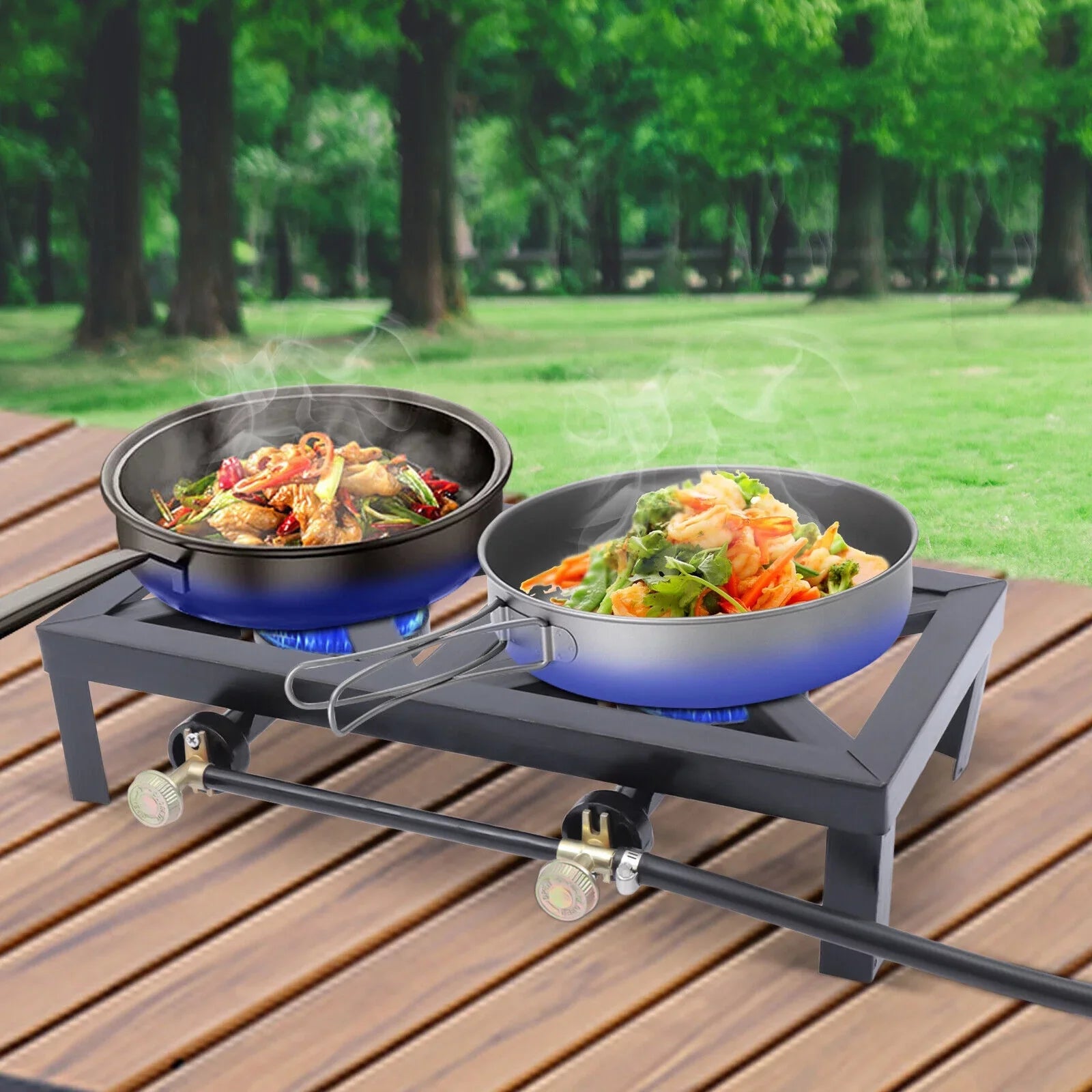 Hose Hiking Burners BBQ Gas Cooker Portable Stove 8KW/27295BTU 2 W/ Outdoor Propane Camping