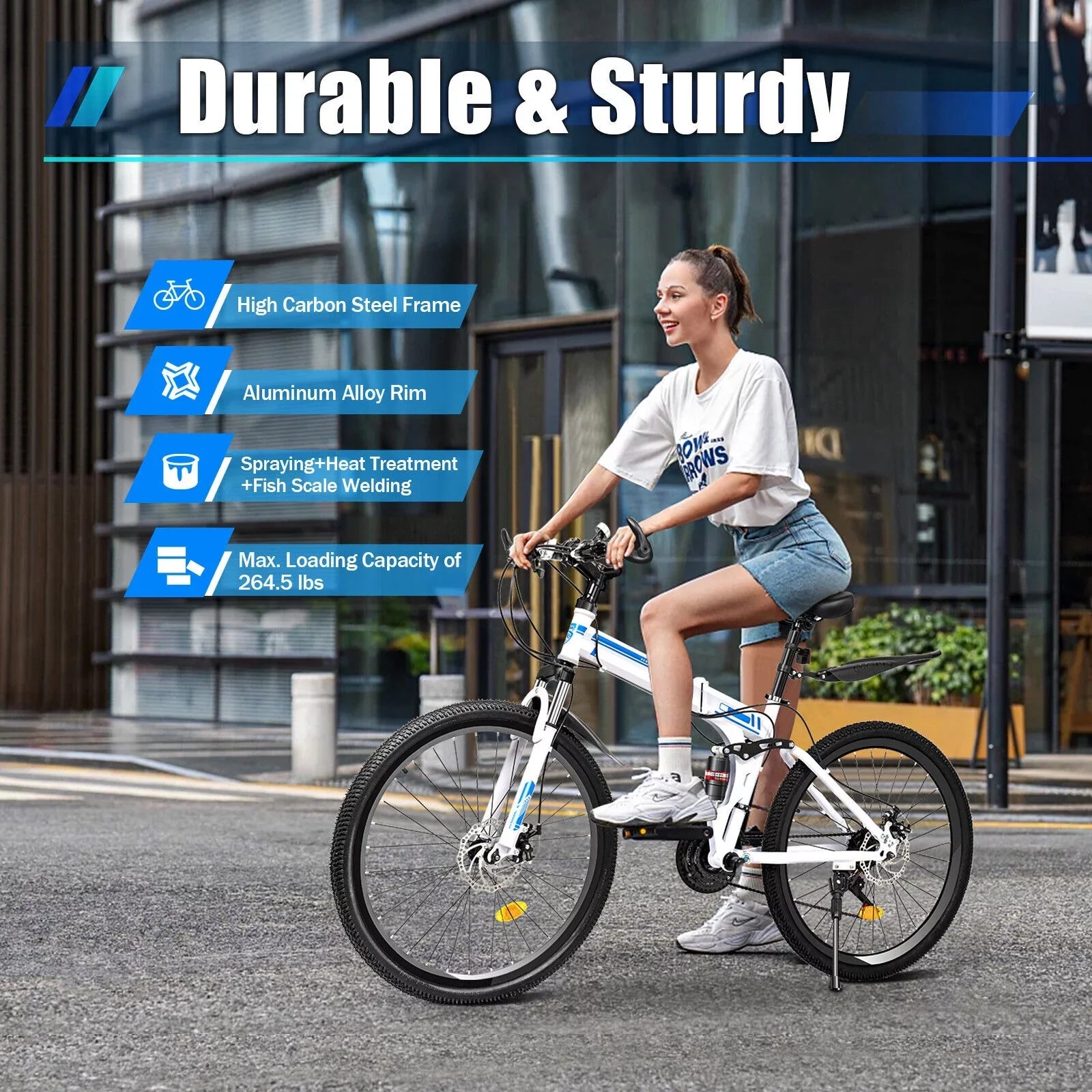 Disc Brake Bicycle Bike Bikes 26" MTB Mountain Folding Speed 21 SHZICMY Dual Men School