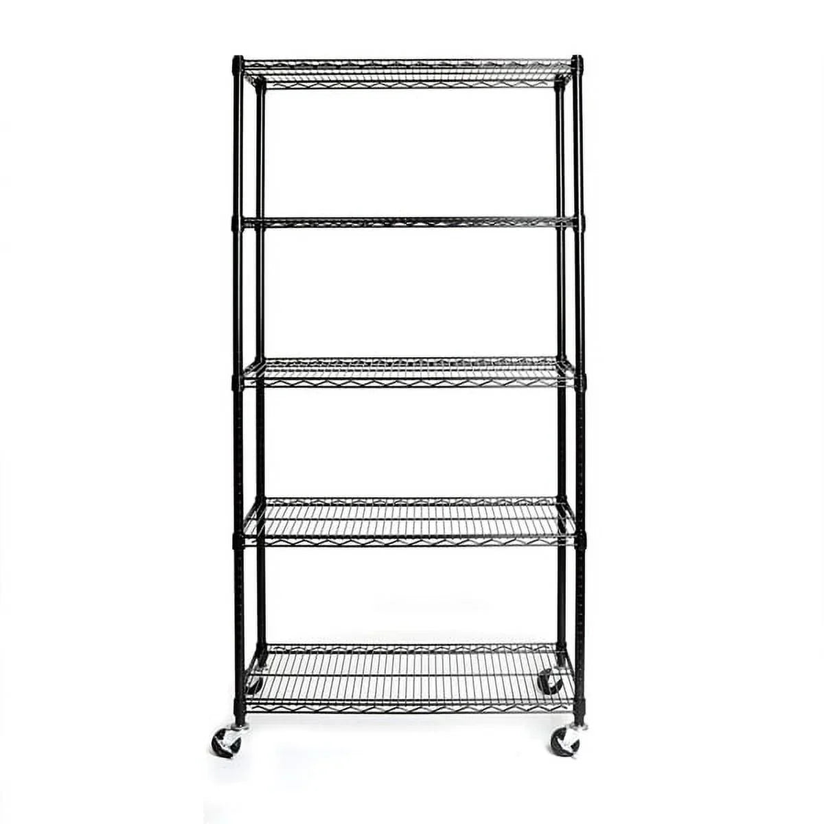 Shelving Fithood Black 5-Tier Steel with NSF-Certified Wire Wheels