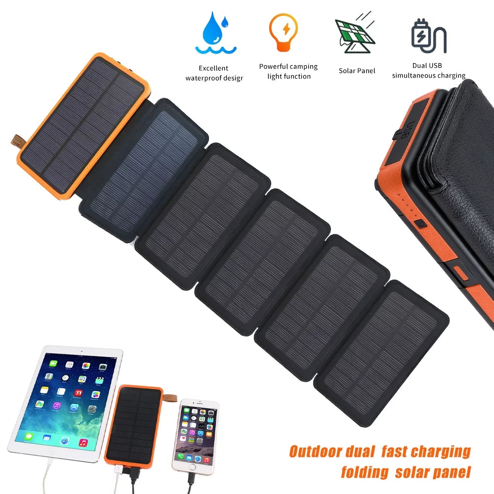 Battery Charger Tablets Fast Portable Phones, Bank, Power 26000mAh, Outdoor Charge Pack Solar for USB