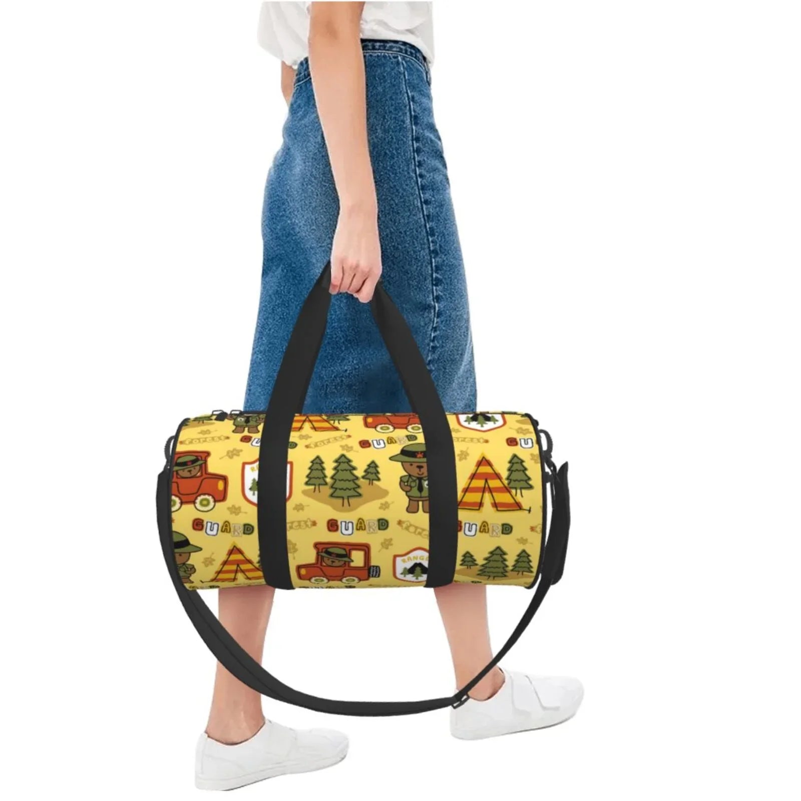 Travel Bag Sports Waterproof Compartment with Large Coaee Bag Forest Capacity and Gym Bag Luggage Cylinder Pocket Guard