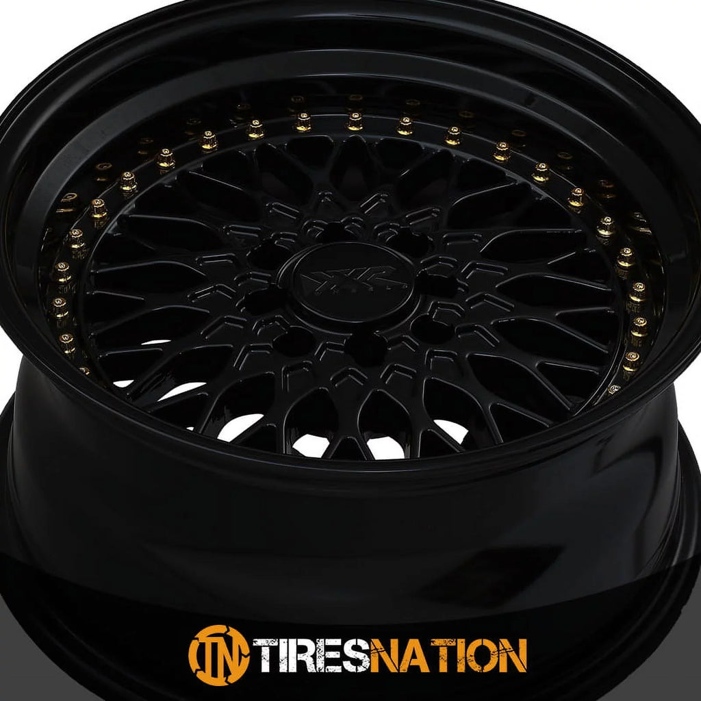 15x8 536 4x100/4x114.3 Black Wheel 20et / Rivets XXR Gold