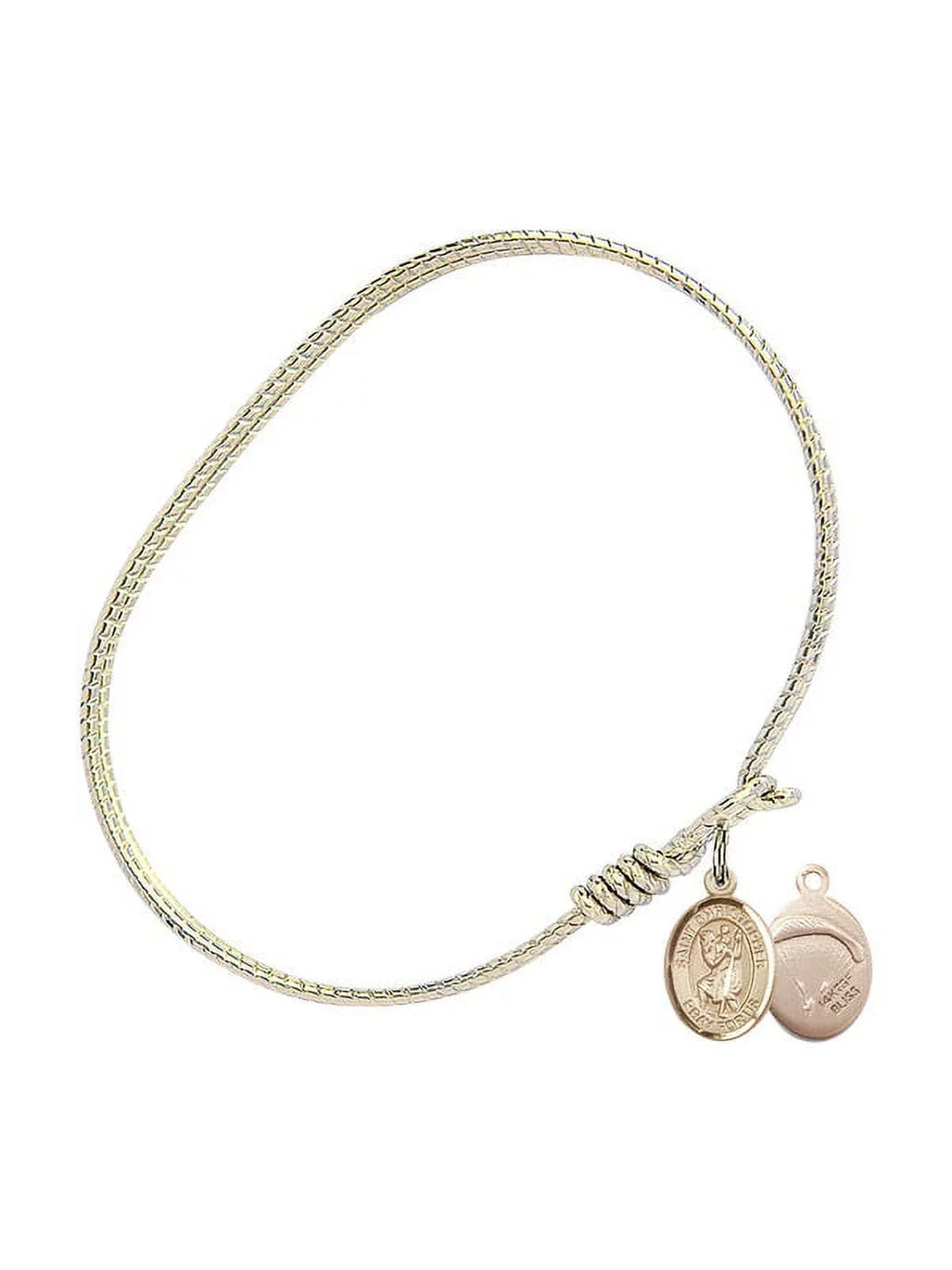 St. inch w/ Bangle Oval Gold-Filled Eye Christopher/Paratroopers Bracelet in Hook 6 1/4