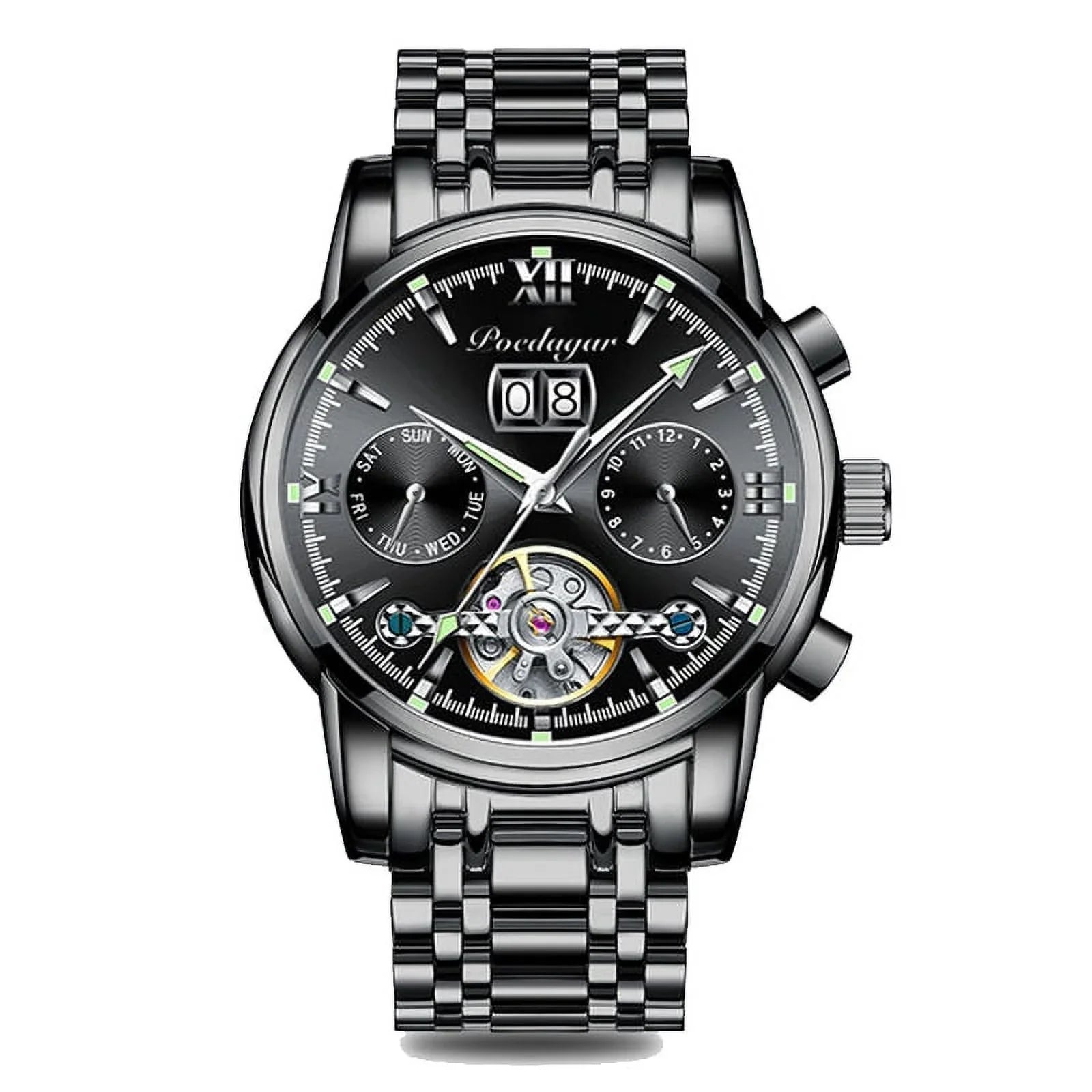 Watch Business POEDAGAR Luxury Men Steel Tourbillon Sport Fashion Relogio Watch Mechanical Masculino Automatic Watches Stainless