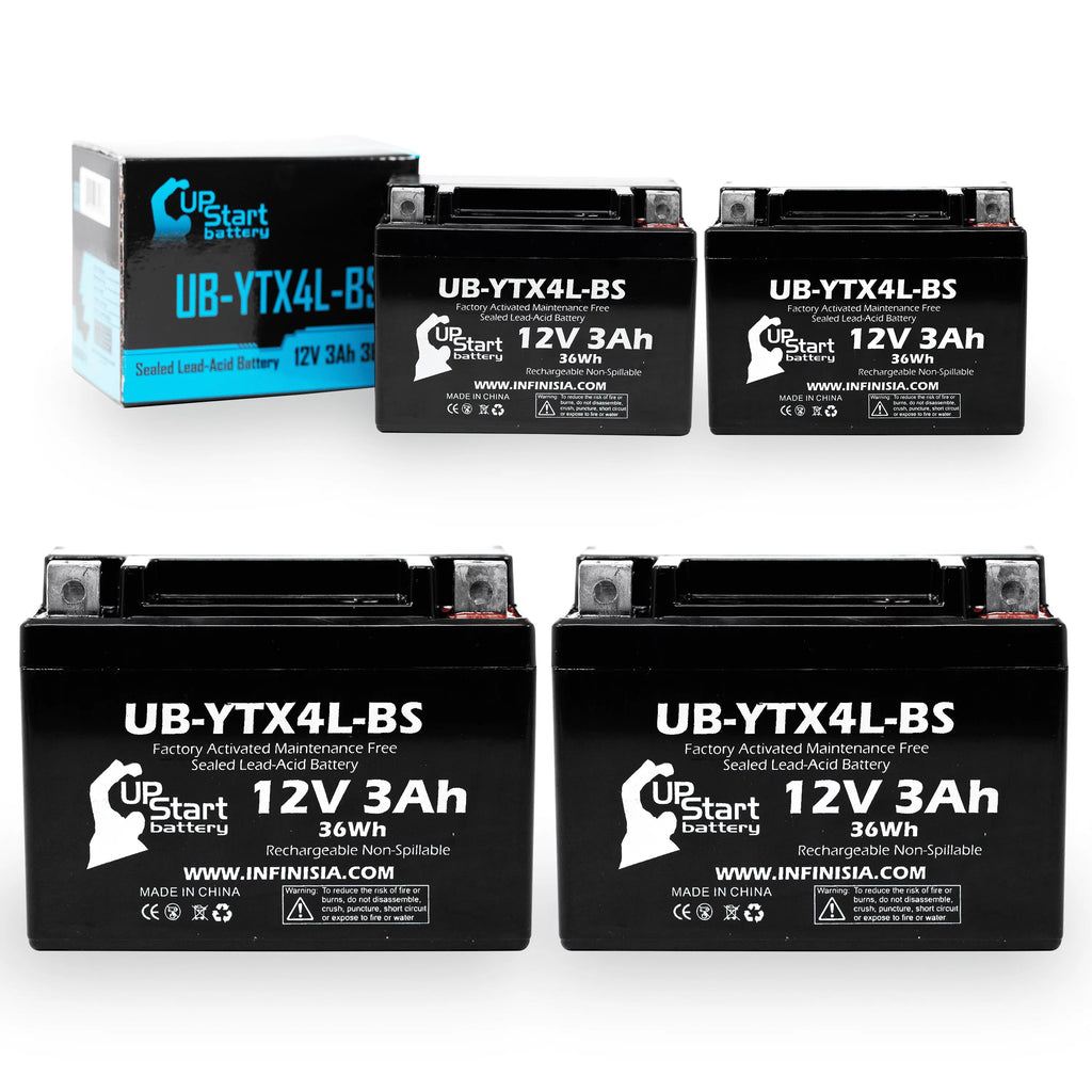 DS90F, Replacement - 3Ah, Battery 12V, 4-Pack Quest ATV 90CC Free, Bombardier Activated, UpStart Battery UB-YTX4L-BS 2004 DS90, Maintenance for Factory (Can-Am)