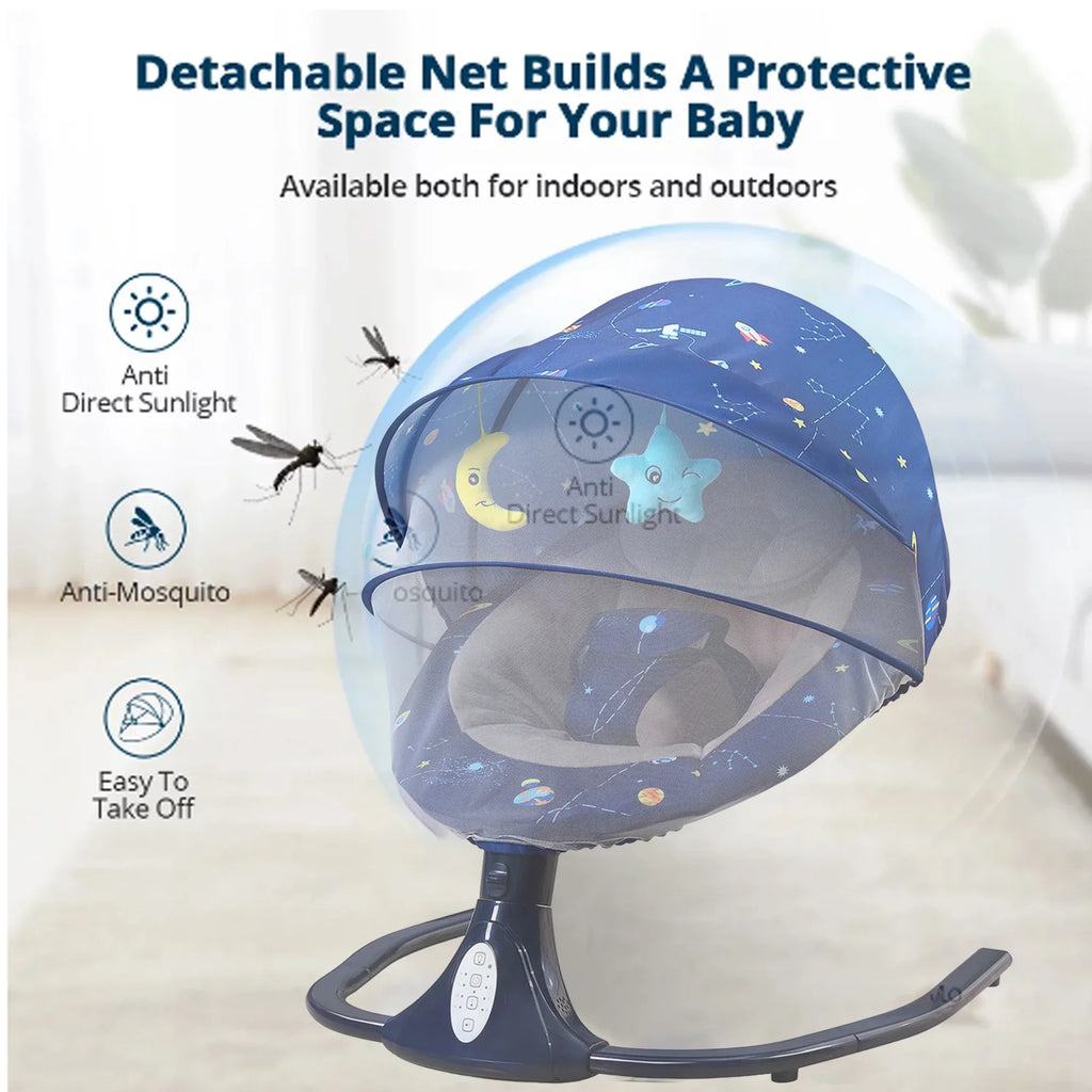Seat Indoor Bluetooth Outdoor, Baby 3 Positions, 4 Baby with for and Blue Control Infants, Swings Infant Speaker for with Swing Music Swing Speeds Portable Remote and -