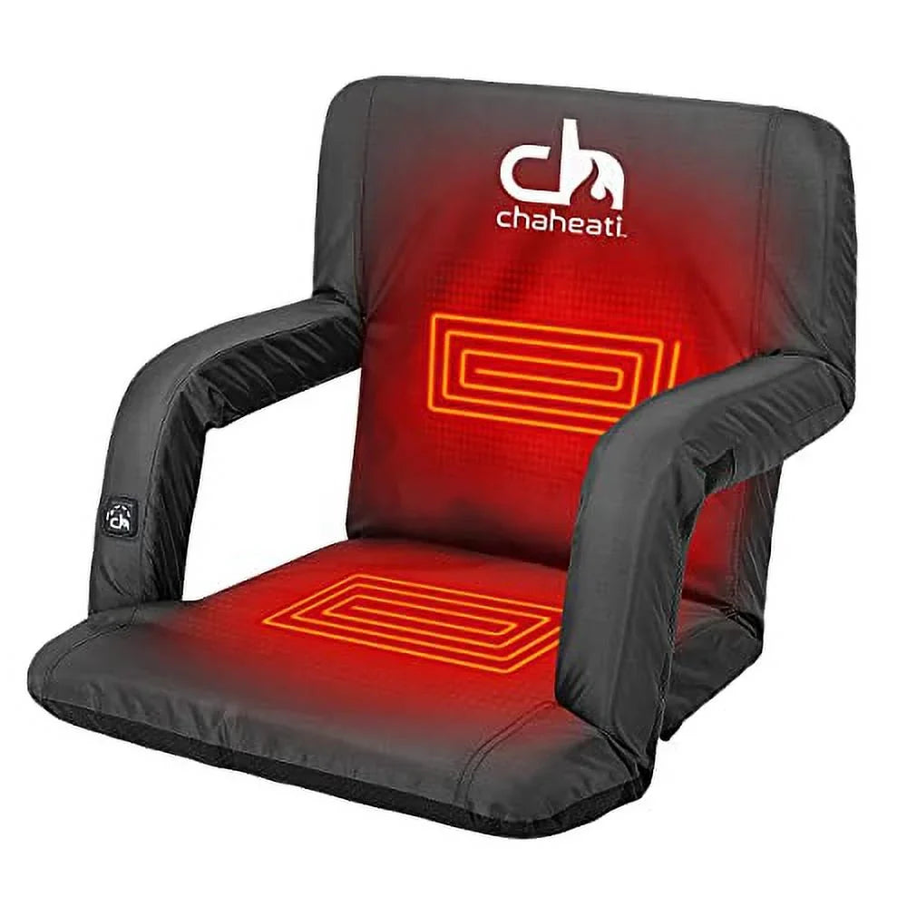 Chair Seat Bleacher – For Sports, Outdoor Heated Folding 7 Black Heated Activities Chaheati Camping, And in V Battery