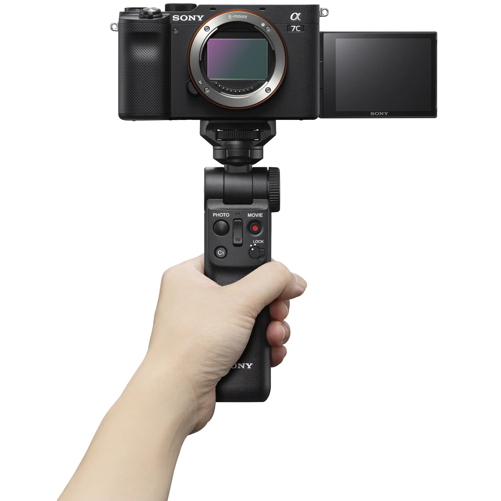 Interchangeable Shooting Battery Frame + ACCVC1 + Vlogger Accessories Remote Gear Bundle & Grip ILCE7C/B Full a7C Sony Bag Body Lens with 2 Camera Wireless GP-VPT2BT Only w. Mirrorless Deco Kit Black