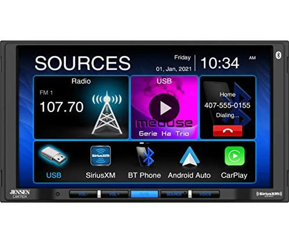 Android Power (60W Apple Auto x 4) 240 l l Mechless l CarPlay Bluetooth Multimedia with SiriusXM-Ready l Watts 7” CAR710X Receiver Built-in Jensen MOSFET