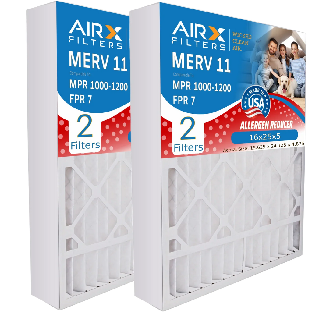 Filter MPR 16x25x5 USA DB-25-16 AIR. Comparable MPR MERV Premium 7 Compatible Filter 16x25x5 FPR 11 1200 Furnace AIRX CLEAN 2 with FILTERS Skuttle 1000, Pack #000-0448-001 WICKED Air Made & by to