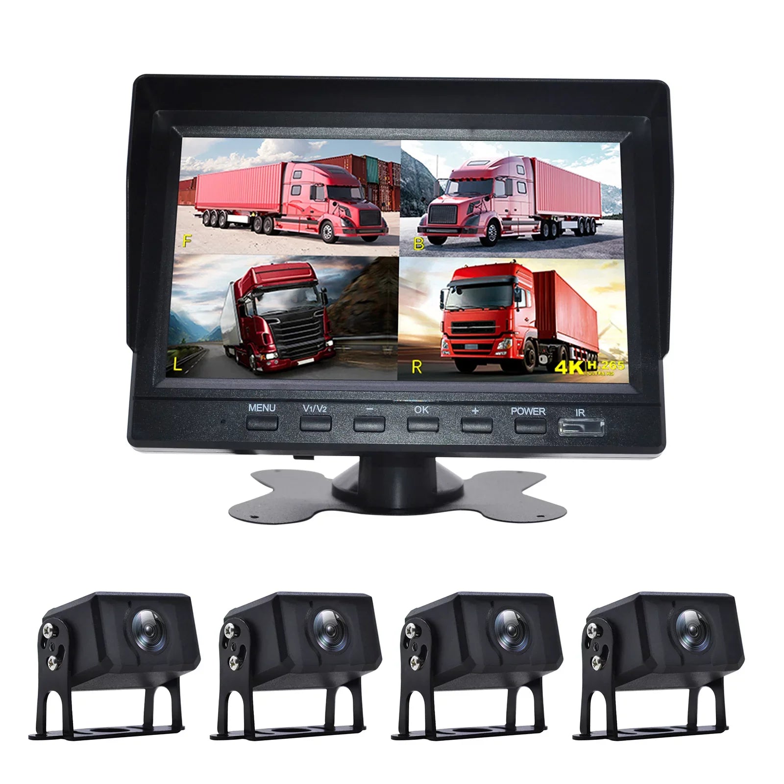 View Recorder Driving for RV Video Backup Camera Truck Monitor Bus+4 Rear DVR 7"