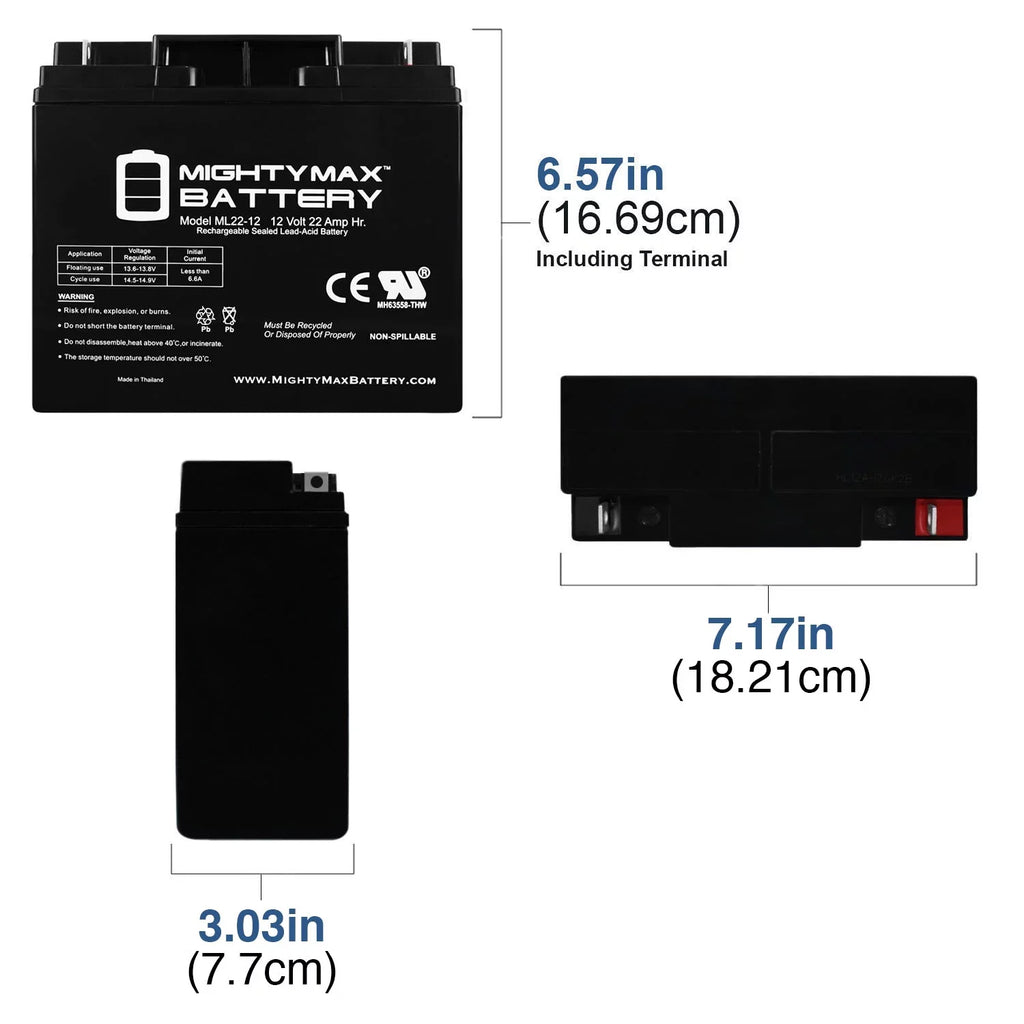 12V Jr 200 Pack - Scooter for Wheelchair Alante Battery 4 GP 22AH