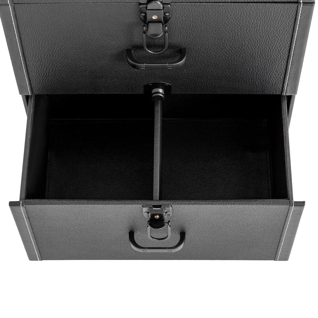 4 ZhdnBhnos Rolling w/ Makeup Trolley Wheels Box Case & Cosmetic Storage Organizer Lock Train Polish (Black) Luggage Nail