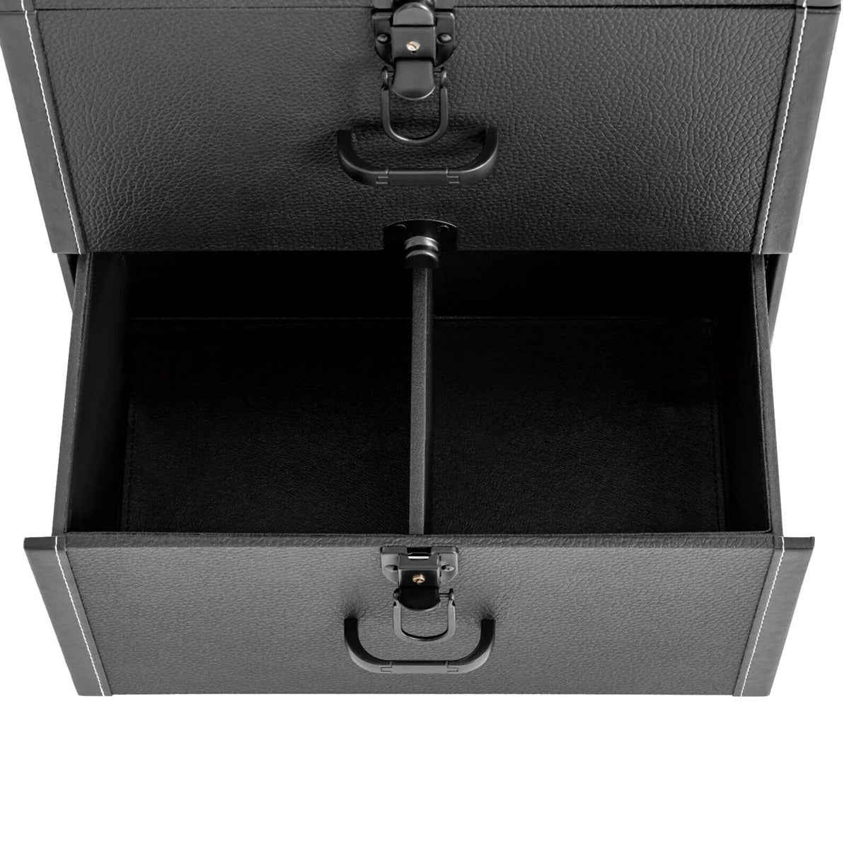 4 ZhdnBhnos Rolling w/ Makeup Trolley Wheels Box Case & Cosmetic Storage Organizer Lock Train Polish (Black) Luggage Nail