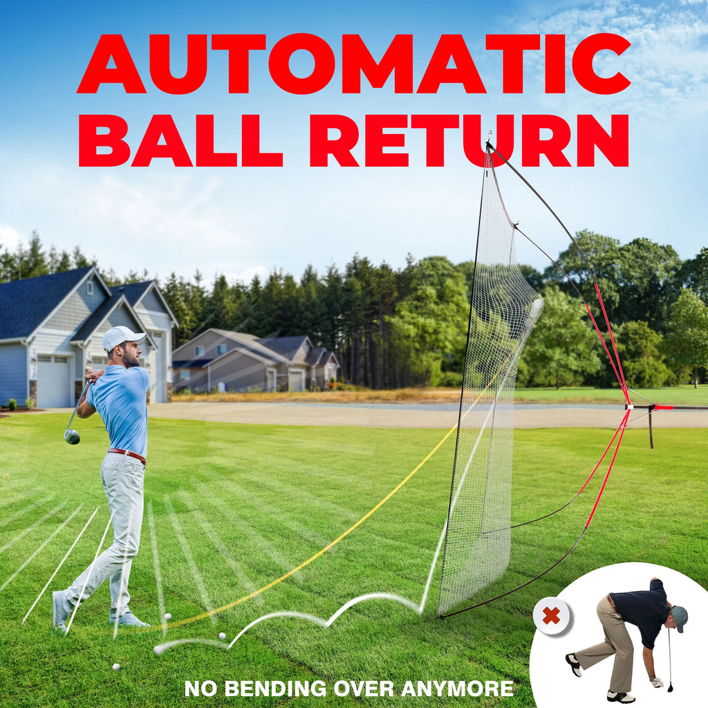 10ft Portable, Ball - Practice Big Swing Black Driving Range, Hitting Home Net Return, Size Auto Golf Aids, Training Net