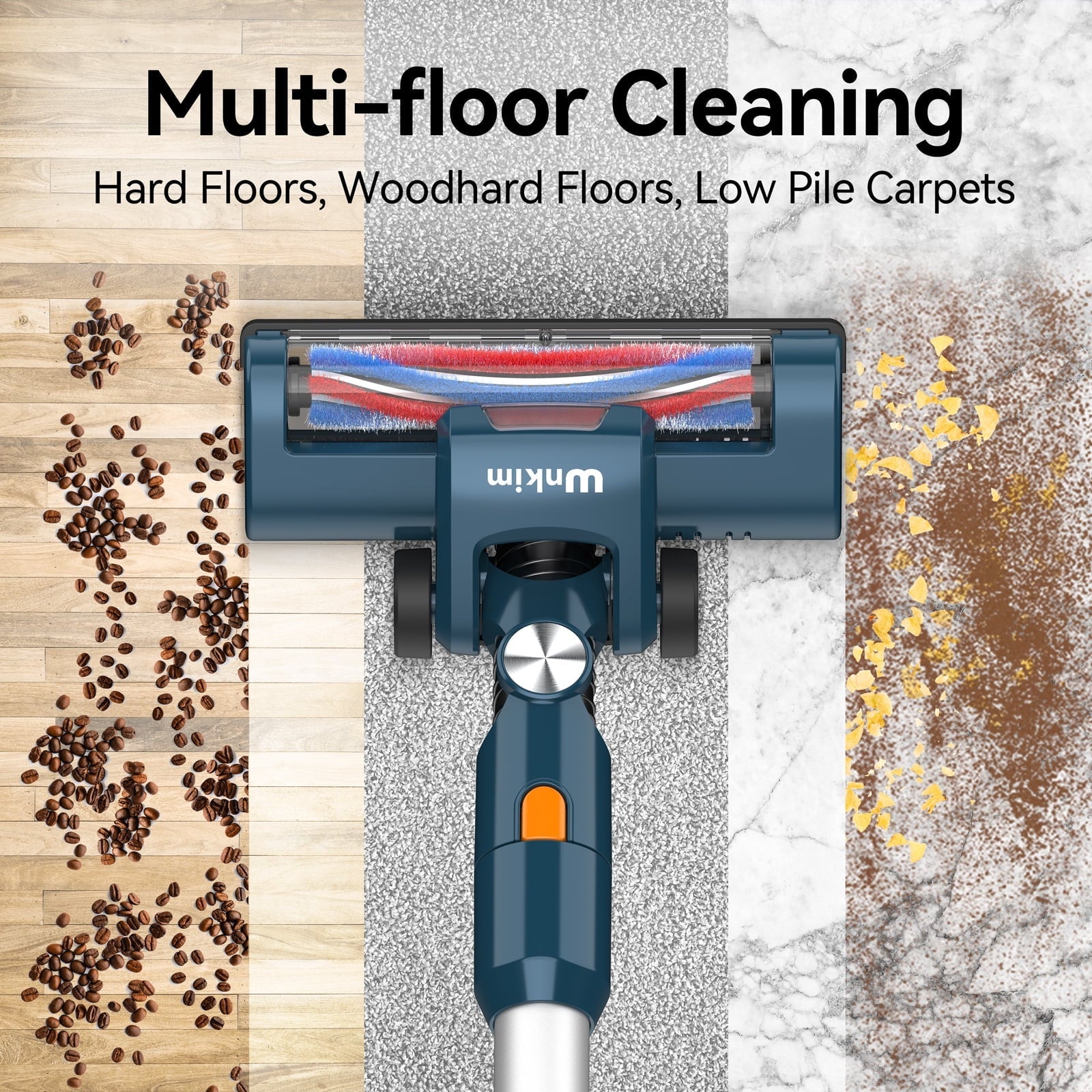 Vacuum 35 Runtime, Hard Powerful Lightweight Stick for to Floor Cordless Cleaner Home mAh up 2200 Vacuum Wnkim with Vacuum Pet Carpet Mins Hair, M5 Battery, 6-in-1 Cleaner,