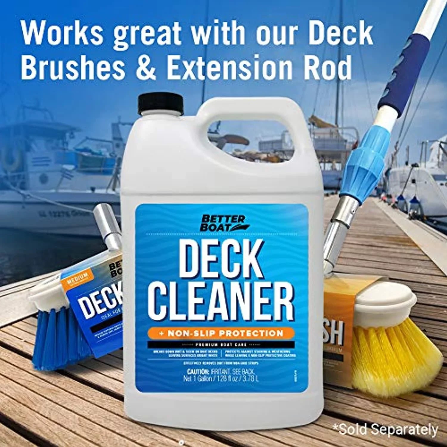 Marine Floor Stick Aluminum Boat Gallon Fiberglass Vinyl Cleaner Clean & Cleaner for Deck to Sealant Skid Surface, Grade Supplies Composite Cleaner Plastic, Soap Non Boat Anti Cleaning Hull Wash Boat